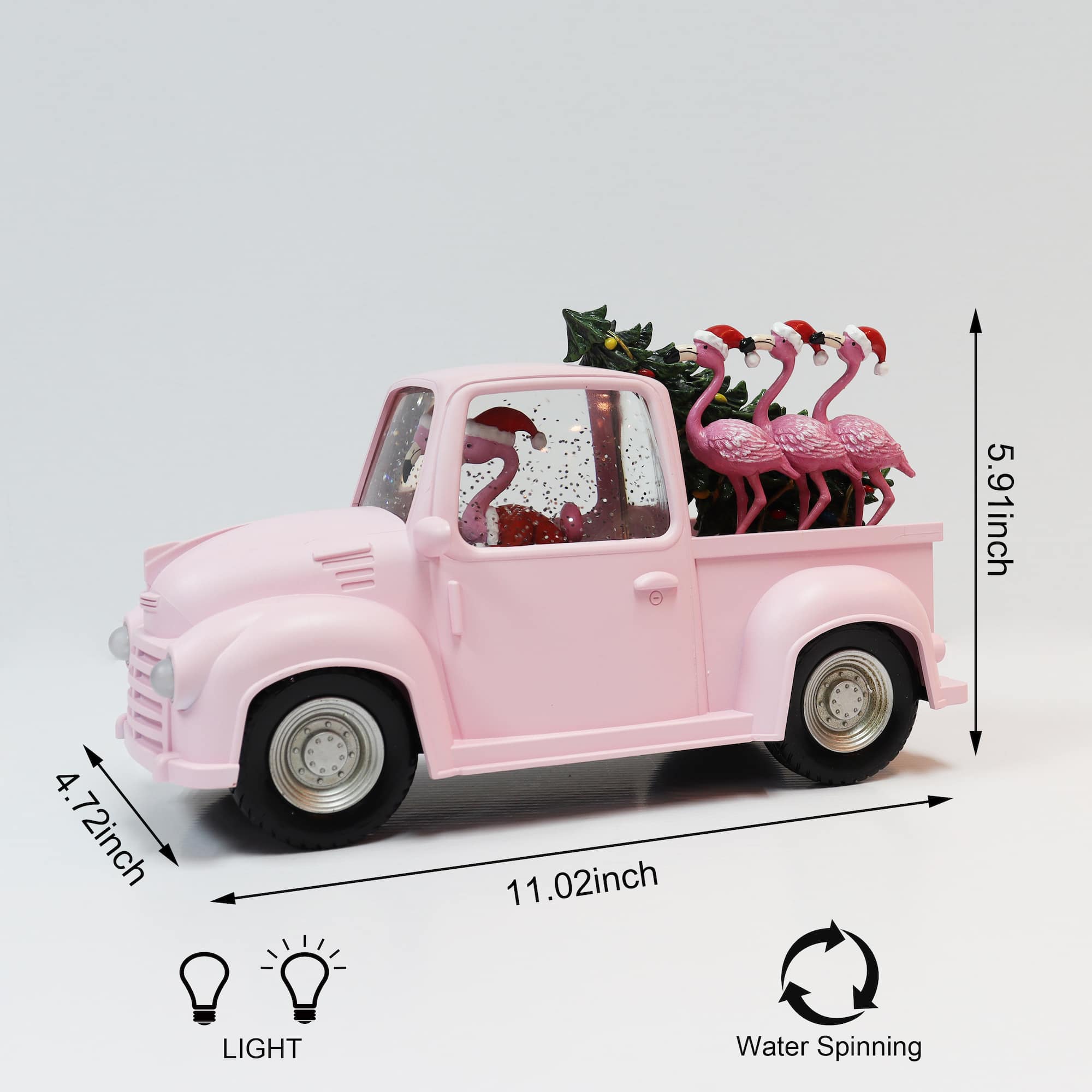 Moments in Time 5.9" Acrylic Truck with Flamingos Décor